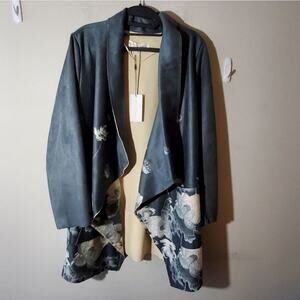 CHELSEA and Theodore‎ faux leather floral jacket oversized coat plus size new!!!